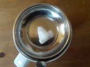 Coconut oil - as you know coconut oil freezes in low temperatures and as I opened the jar, I was greeted by this :-)